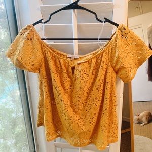 Mustard Yellow Off the Shoulder Top